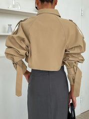 Women's Stylish Crop Trench Coat - Comfortable & Elegant