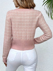 Women's Cardigan - Checked Pattern with Button-Down Closure