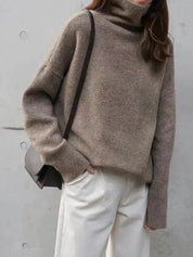 Women's Oversized Winter Jumper - Roll Neck and Drop Shoulder Fit