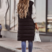 Women's Long Padded Vest - Hooded & Sleeveless