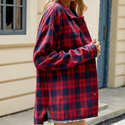 Women's Plaid Shirt - Button-Front with Chest Pockets