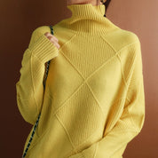 Women’s Jumper - Diamond Knit with Roll Neck