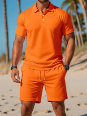 Breathable Polo and Shorts Set for Men