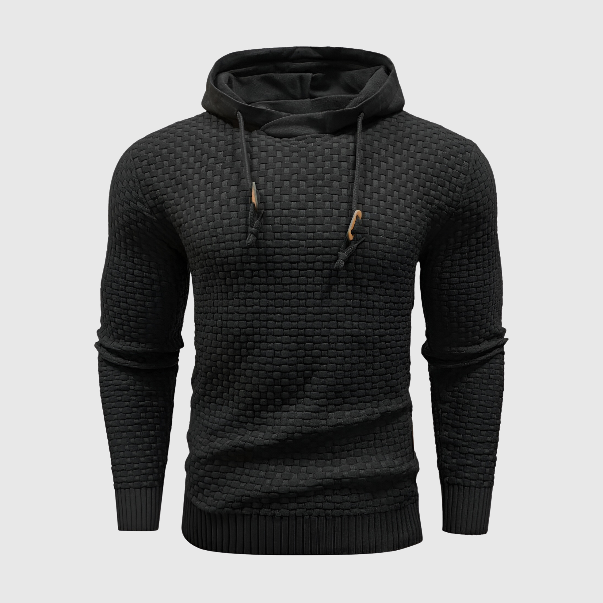 Men's Hoodie - Textured Knit with Drawstring Hood