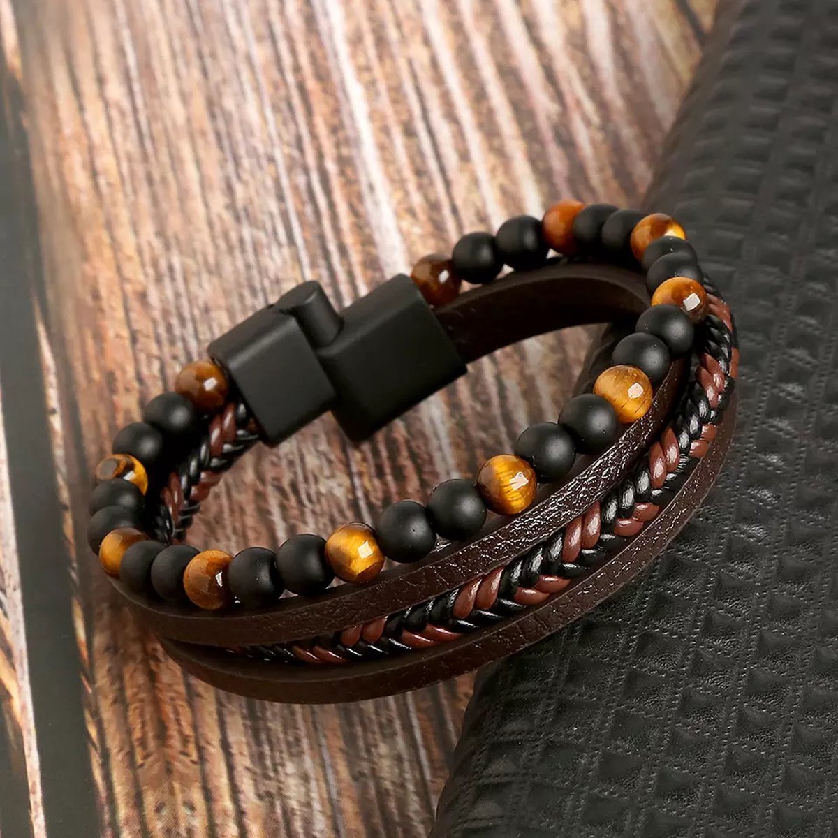 Men's Multi-Strand Bracelet - Braided with Beads