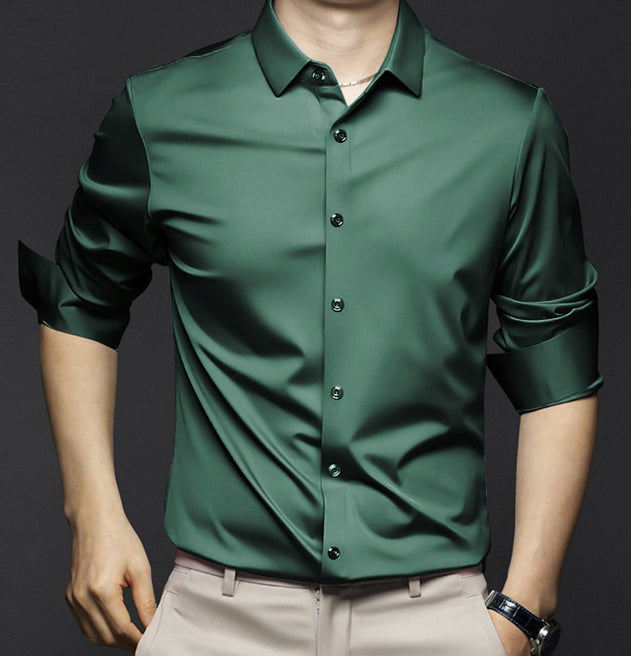 Men's Button-Up Shirt - Long-Sleeved with Point Collar