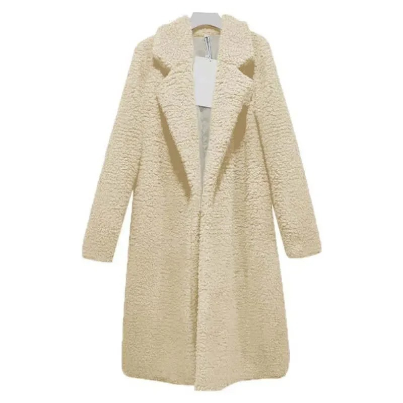 Women's Coat - Fuzzy Texture with Notch Lapel