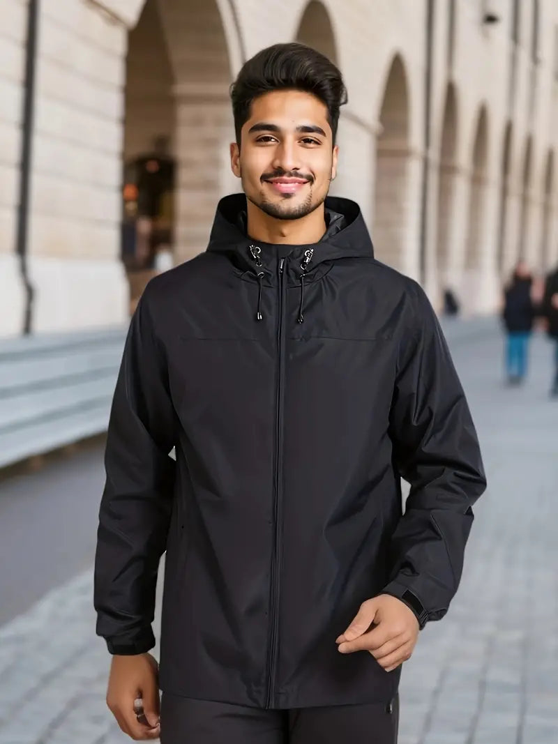 Men's Stylish Hooded Windbreaker - Waterproof Design