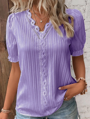 Women's Structured V-Neck Blouse - Chic Office Casual Elegant