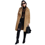 Women's Coat - Fuzzy Texture with Notch Lapel