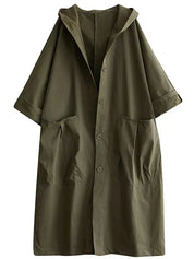 Women's Longline Coat - With Hood and Patch Pockets