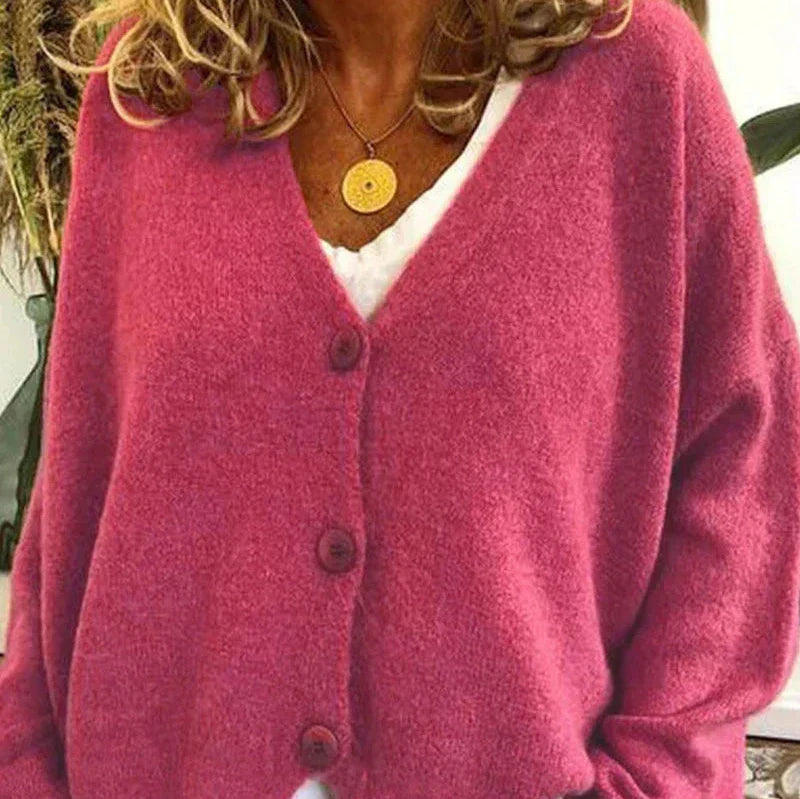 Women's Cardigan - V-Neck with Button Front