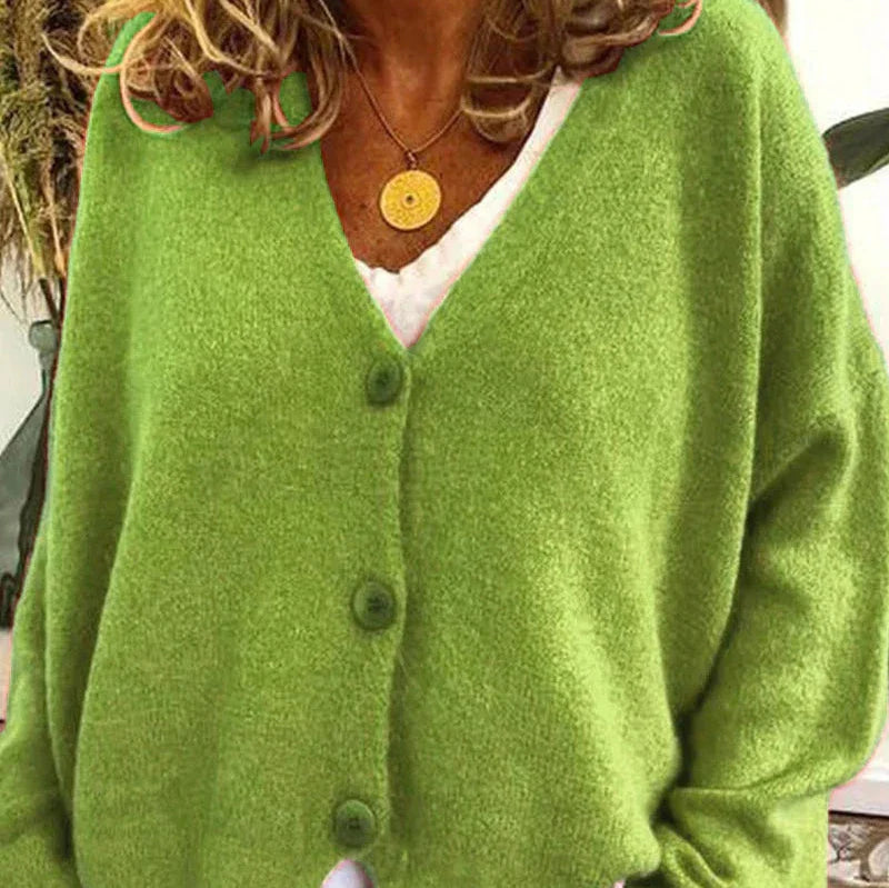 Women's Cardigan - V-Neck with Button Front