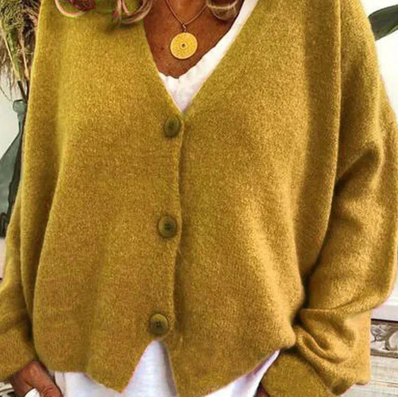Women's Cardigan - V-Neck with Button Front
