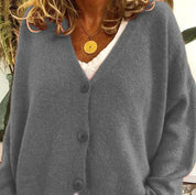 Women's Cardigan - V-Neck with Button Front