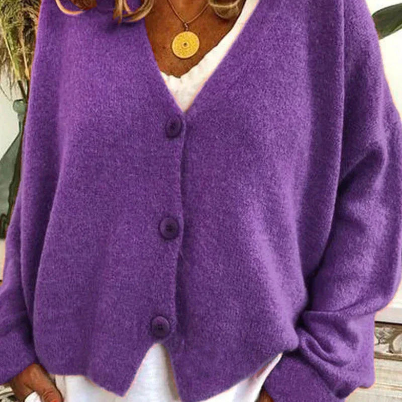 Women's Cardigan - V-Neck with Button Front