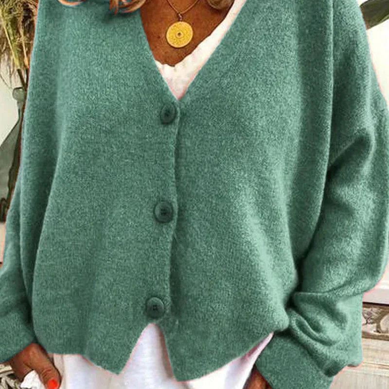 Women's Cardigan - V-Neck with Button Front