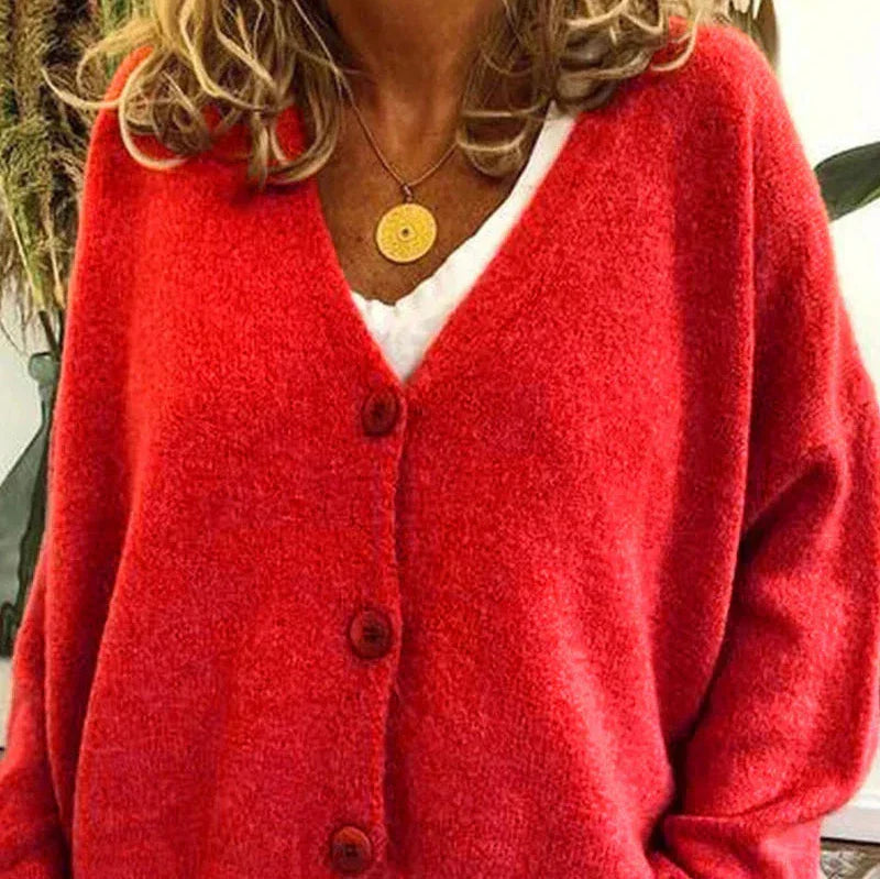 Women's Cardigan - V-Neck with Button Front
