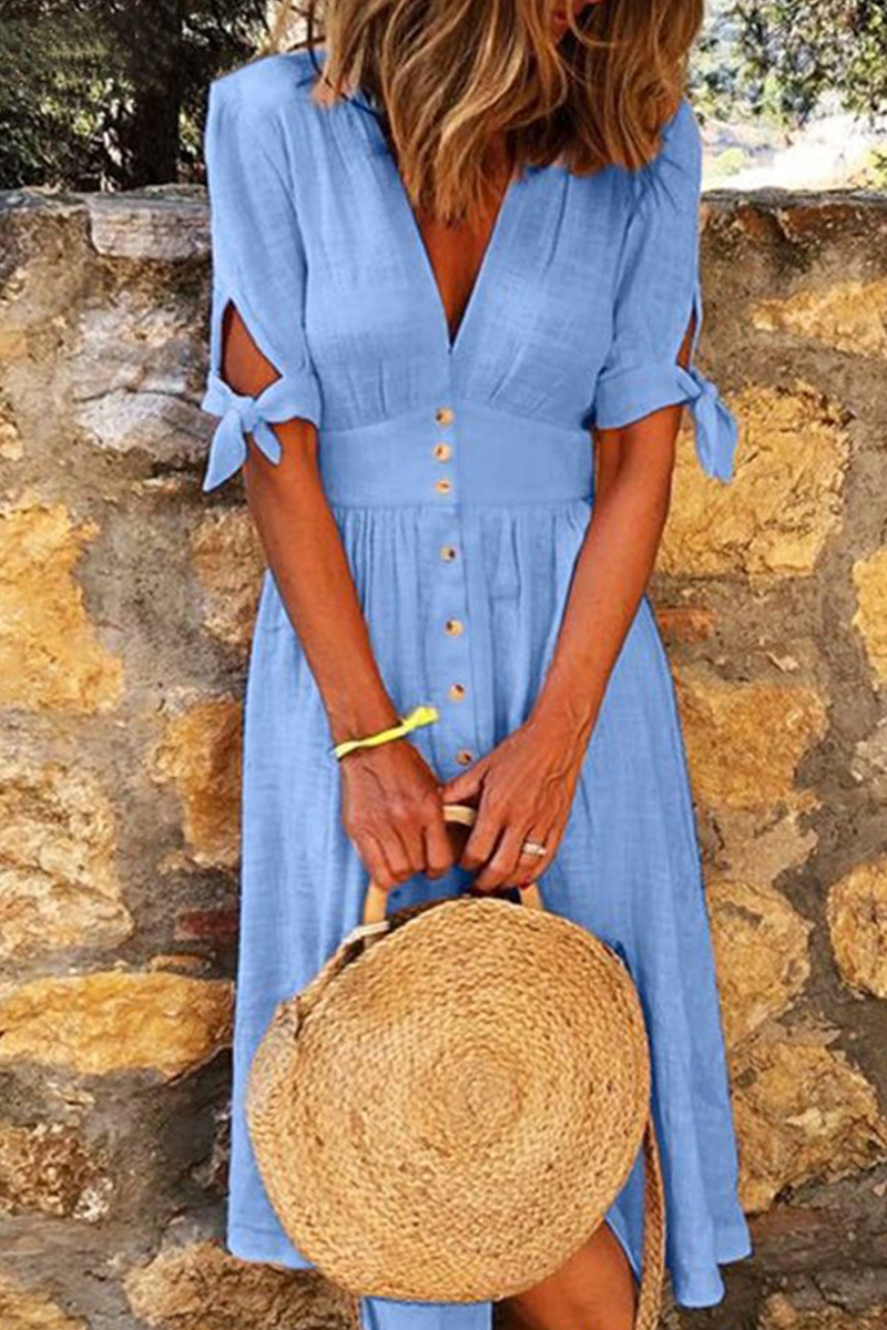 Bright and Breezy Button-Front Midi Dress for Women