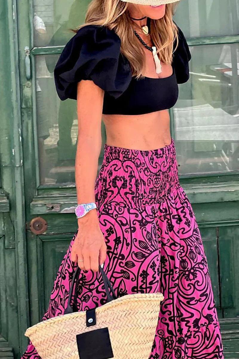 Elegant Elastic Waistband Maxi Skirt for Women