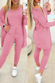 Women's Three-Piece Set - Cardigan, Tank Top & Leggings