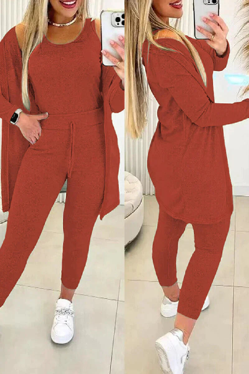 Women's Three-Piece Set - Cardigan, Tank Top & Leggings