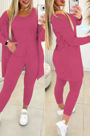 Women's Three-Piece Set - Cardigan, Tank Top & Leggings