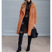 Women's Coat - Fuzzy Texture with Notch Lapel