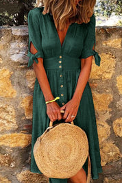 Bright and Breezy Button-Front Midi Dress for Women