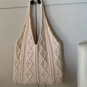 Women's Vintage Knitted Hobo Tote Bag - Soft Feel Luxurious Style