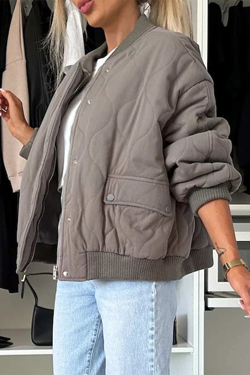 Mia - O-Neck Pocket Button Outerwear for Fall Women