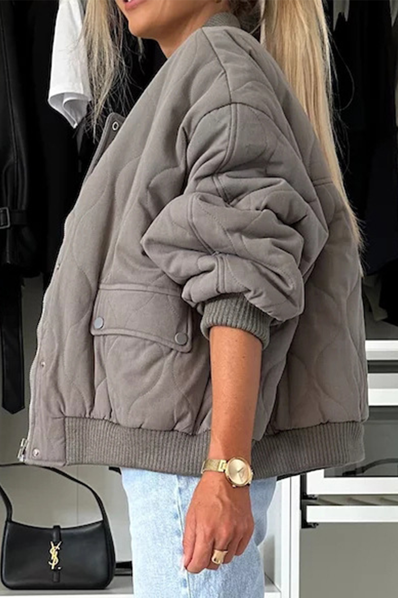 Mia - O-Neck Pocket Button Outerwear for Fall Women