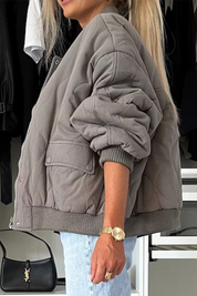 Mia - O-Neck Pocket Button Outerwear for Fall Women