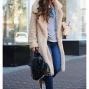 Women's Coat - Fuzzy Texture with Notch Lapel
