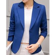 Women's Blazer - One-Button Closure with Notch Lapel Collar