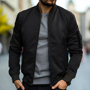 Men's Bomber Jacket - Ribbed Trim and Zippered Sleeve Pocket