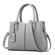 Women's Leather Handbag - Stylish Structured Tote & Crossbody Strap