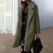 Women's Coat - Fuzzy Texture with Notch Lapel