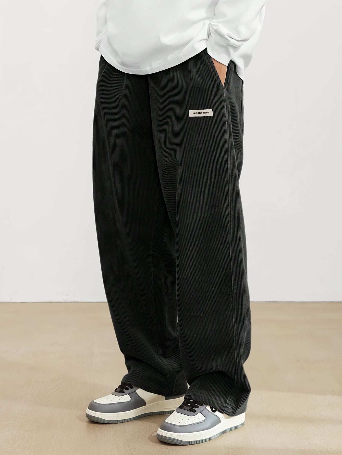 Men's Ribbed Trousers - Wide Leg and Straight Fit