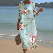 Elegant Floral Midi Dress for Women