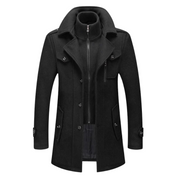 Men’s Black Coat – High Neck and Front Button Closure