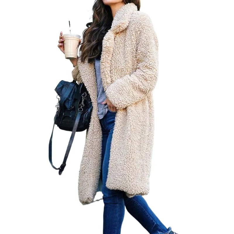 Women's Coat - Fuzzy Texture with Notch Lapel