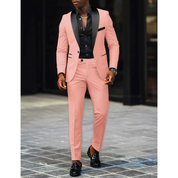 Men's Blazer and Trousers Set - Shawl Lapel with Contrast Colour