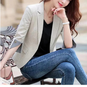 Women's Tailored Blazer - 3/4 Sleeve with Striped Lining