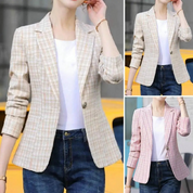 Hannah - Classic Checkered Single-Button Blazer for Women