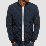 Men's Bomber Quilted Jacket - Zip Front & Sleeve Pockets