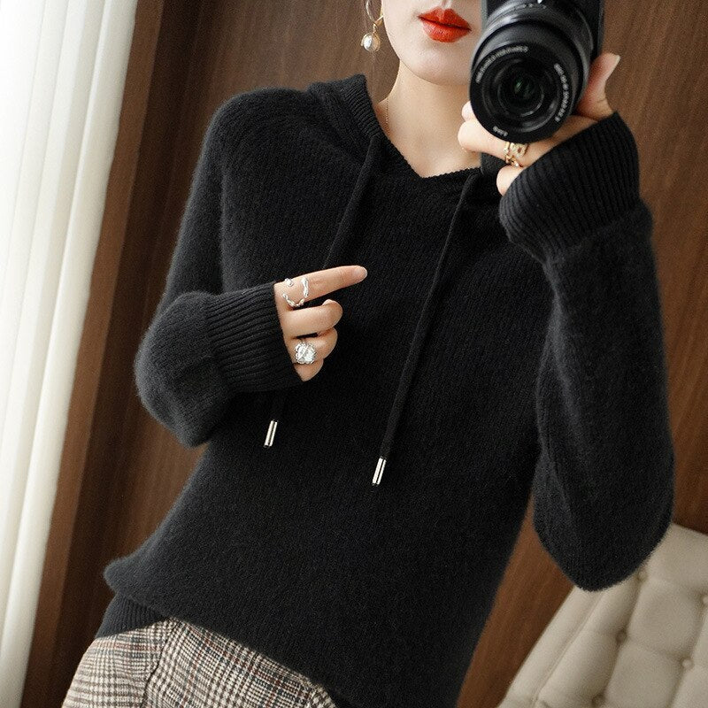 Women's Hoodie - Drawstring Hood with Ribbed Cuffs