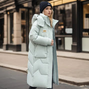 Women's Long Padded Coat - Maxi Length with Hood