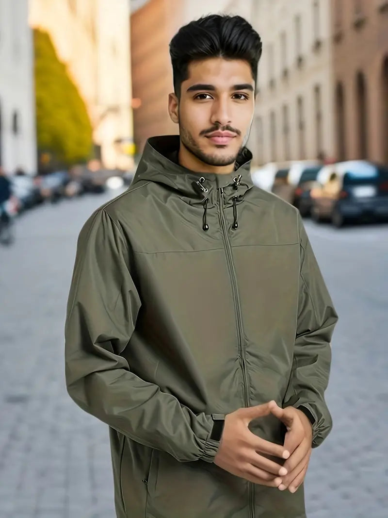 Men's Stylish Hooded Windbreaker - Waterproof Design