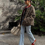 Women's Leopard Print Jacket - Button-Front & Relaxed Fit